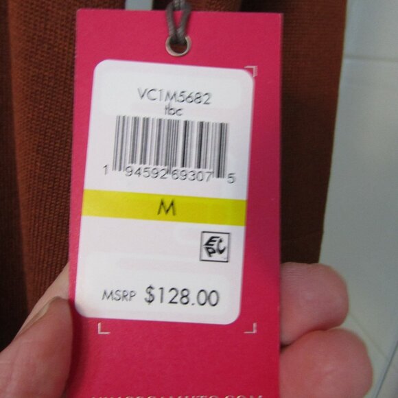 VINCE CAMUTO Rust Brown Cowl Neck Dress--Cuffed Sleeves--Size M/Medium- -NWT's - Picture 3 of 6